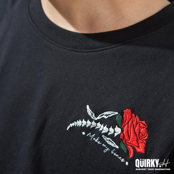 【Quirky.H】夜光玫瑰刺繡OVERSIZE短袖T-shirt 第5張的照片