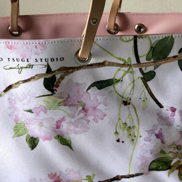 【受注生産】八重桜（メジロ無しと有り）　イタリアンレザーハンドバック 8枚目の画像