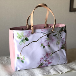 【受注生産】八重桜（メジロ無しと有り）　イタリアンレザーハンドバック 4枚目の画像