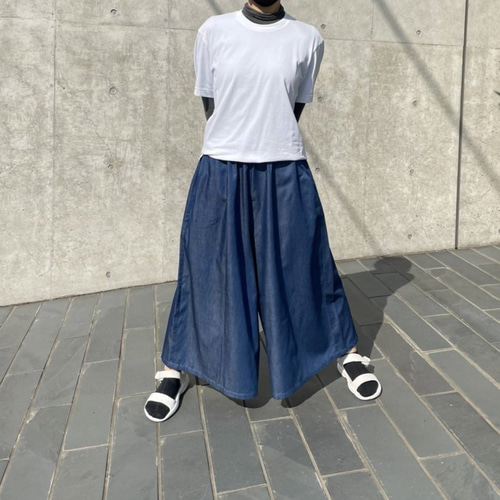 型紙（縫い代付き）大人サイズ簡単ガウチョパンツB（タックなし） 型紙