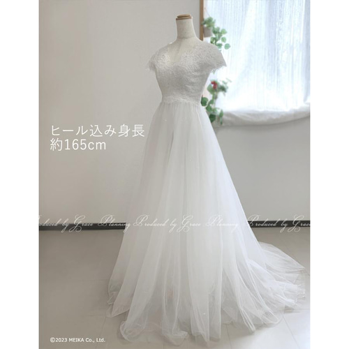 半袖ウェディングドレス結婚式花嫁前撮り ウェディングドレス ロングドレス プリンセスラインドレス 半袖