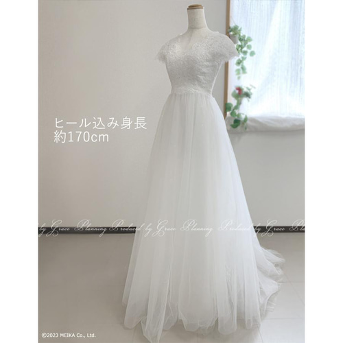 ウエディングドレス 白 結婚式 前撮り ハイウエスト 半袖 花嫁