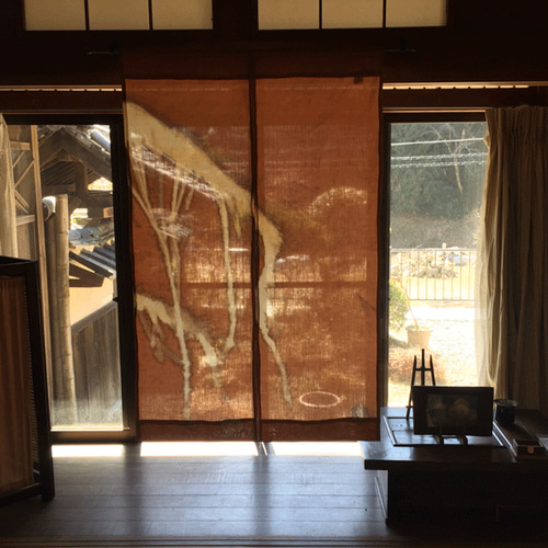 暖簾柿渋染 暖簾 のれん 柿渋染め暖簾 （ 先染め ） 日本製 | Kanehoshiya