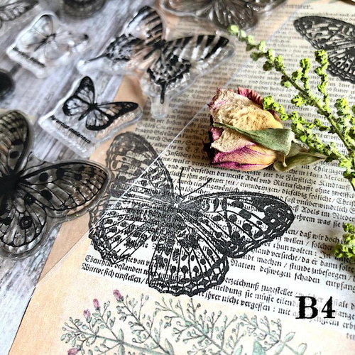 送料無料【B4 コラージュ素材】海外 透明シリコンスタンプ ハンコ 日記