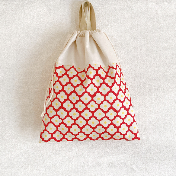 持ち手付きお着替え袋☆北欧風 花柄 体操着袋 女の子 体操服袋・お