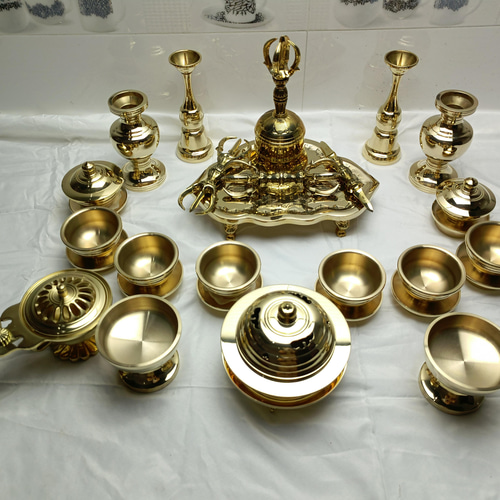 チベット仏教法器 真言宗 21点セット 密教 一面器 寺院用仏具 真鍮製