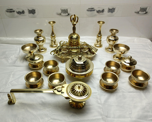 チベット仏教法器 真言宗 21点セット 密教 一面器 寺院用仏具 真鍮製