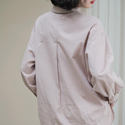 淡粉色格紋襯衫|襯衫|春款|棉|Sora-887 第3張的照片