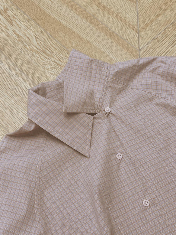 淡粉色格紋襯衫|襯衫|春款|棉|Sora-887 第15張的照片