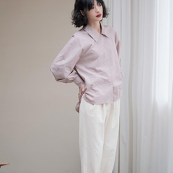淡粉色格紋襯衫|襯衫|春款|棉|Sora-887 第9張的照片