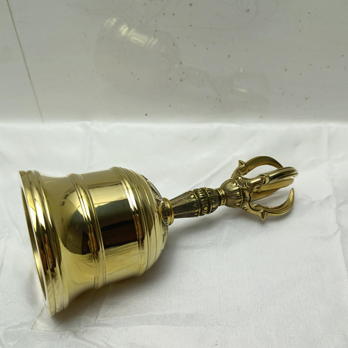 密教法具 真言宗 五鈷金剛鈴 鐘 寺院用仏具 真鍮製 17cm その他アート