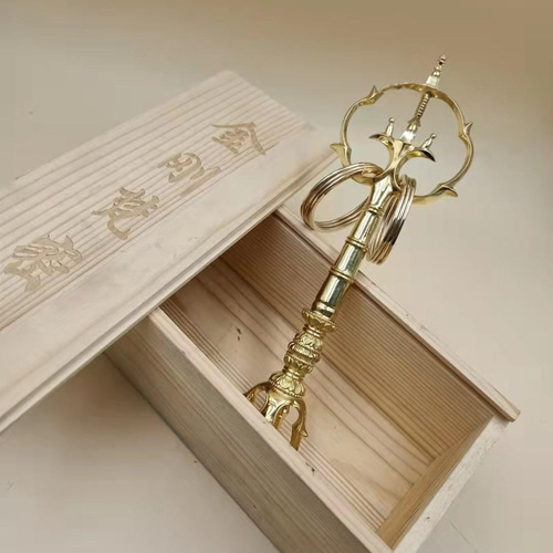 密教法器 法杖 五鈷杵錫杖 真鍮製 禅杖 仏教美術 23.5cm その他 密教法器 法杖 五鈷杵錫杖 真鍮製 禅杖 仏教美術 23.5cm その他