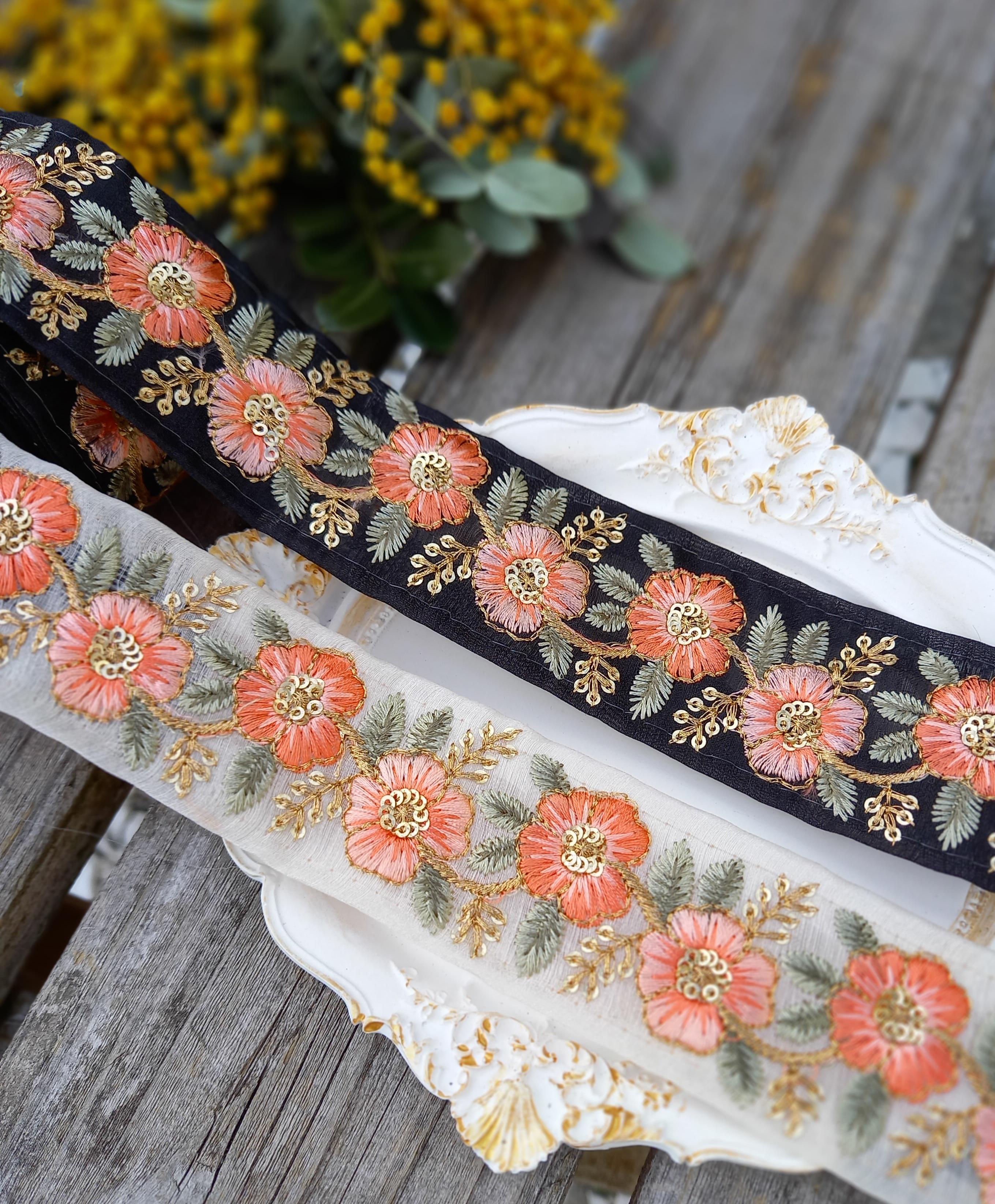 超目玉 490 インド刺繍リボン 1m sonrimexpolanco.com