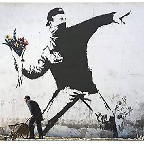 バンクシー『 花束を投げる男 』のマウスパッド：フォトパッド