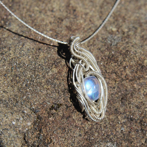 ブルームーンストーン シルバー925 ワイヤーラッピング ミニ