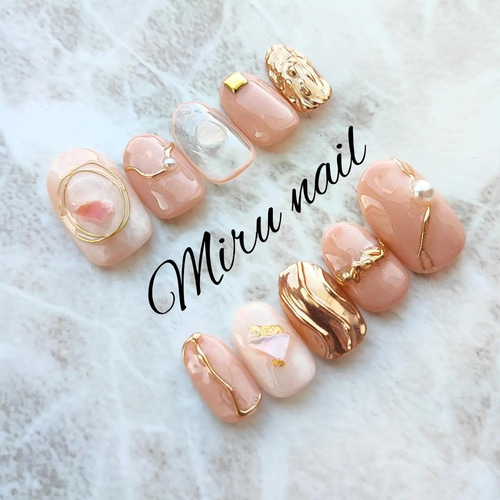 ピンクベージュニュアンスネイル ネイルチップ（つけ爪） Miru nail