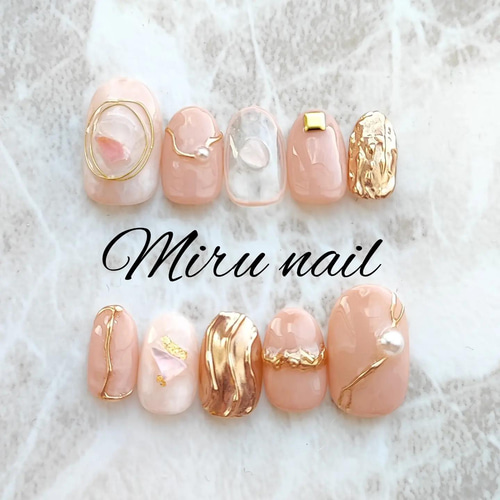 ピンクベージュニュアンスネイル ネイルチップ（つけ爪） Miru nail  