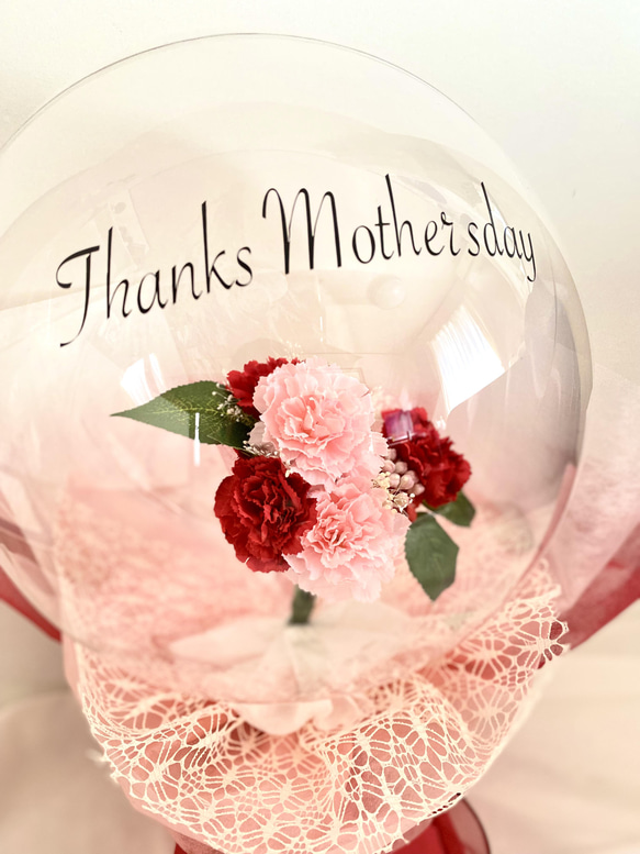 母の日　カーネーション　ブーケ　花束　バルーンフラワー　　フラワーバルーン 4枚目の画像