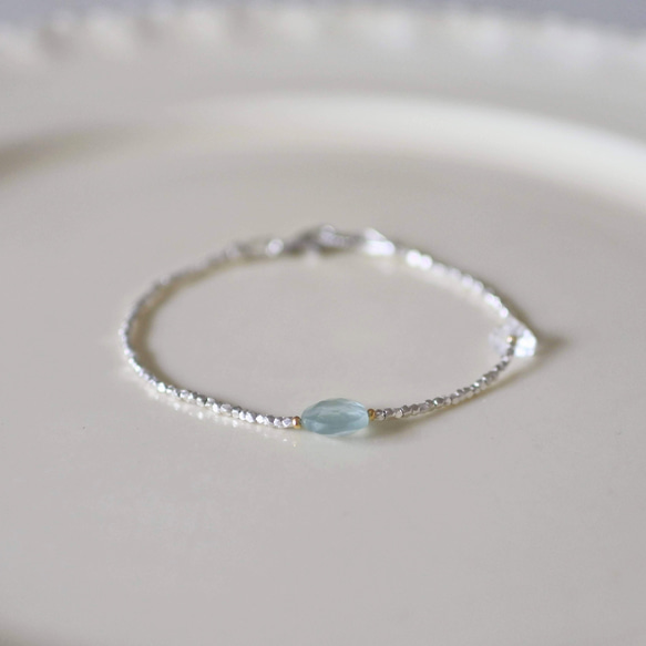 天然】アクアマリン バングル 26*20.4mm s925（14kgf☆天然石 モス  