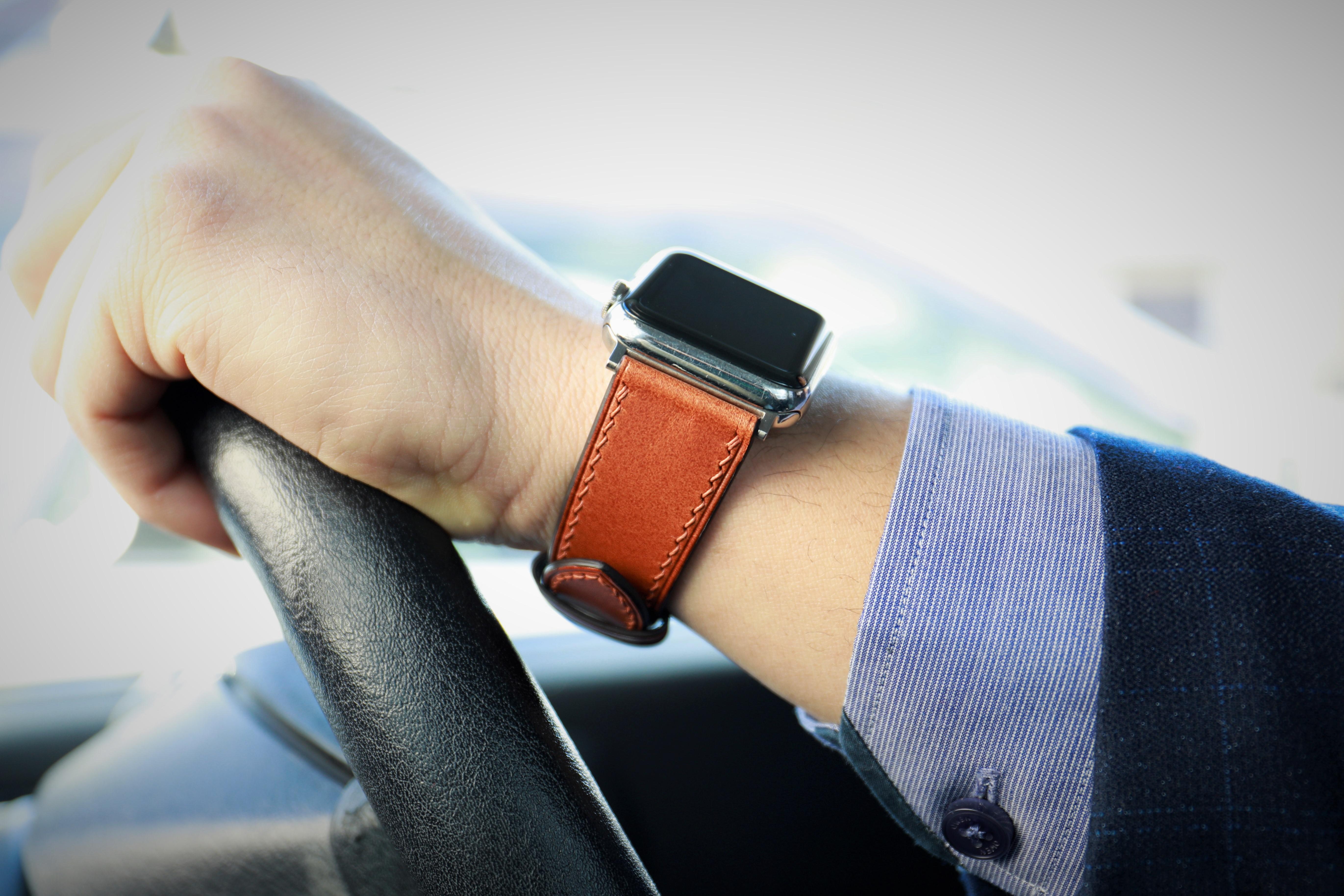 【新作】高級ブッテーロ革使用Apple Watch レザーベルト　レザーバンド　時計バンド D94 高級金具付け