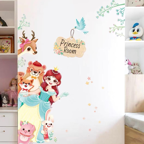 ウォールステッカー S637 動物王国の姫 プリンセス 子供 DIY 壁シール 