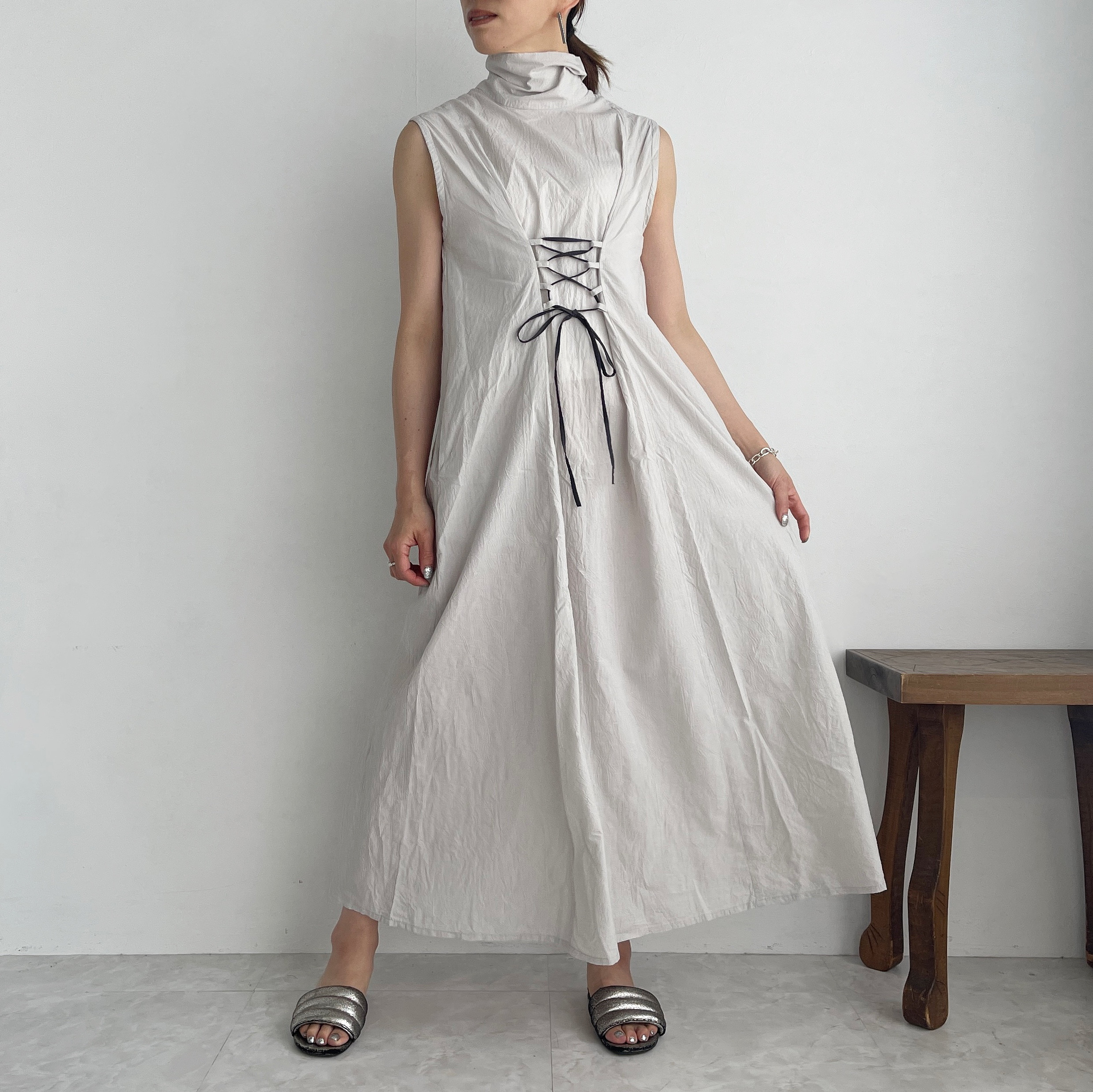 ノースリーブ 新品● ワンピース　ホワイト/S パーリーゲイツ ●配色ライン