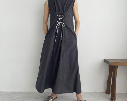 えみおわすノースリーブロングワンピースチャコールグレー 7a422c64db962bfc3dba8d76aabc53