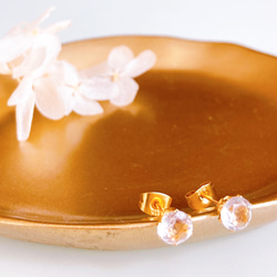 《4月誕生石》クリスタル水晶のラウンド大粒一粒ピアス　宝石質AAA　サージカルステンレス　または　14kgf 4枚目の画像