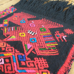 大き目コースター　家飲みランチョマット　小物敷物　ウィピル　手織り　グァテマラ　ビンテージ　民族衣装　刺繍　猫 8枚目の画像