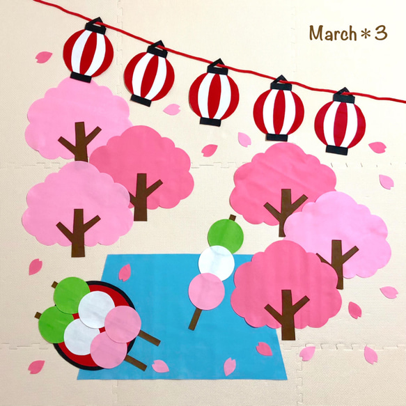 【毎年使える＊フェルト 寝相アート】3月　お花見　桜　春　だんご 2枚目の画像