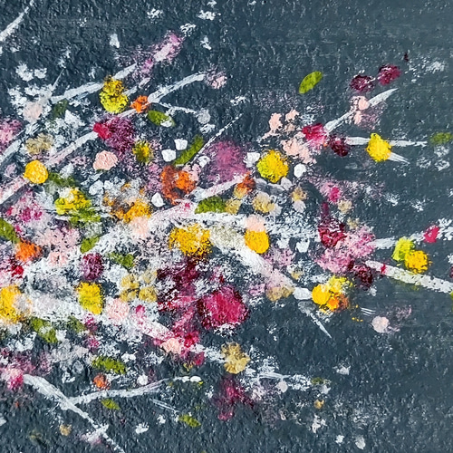 夜空に咲く」抽象画＊コルクボードの原画＊アートパネル 絵画 Kmari