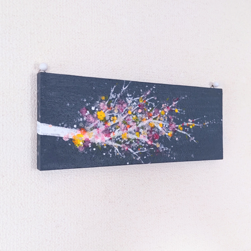 夜空に咲く」抽象画＊コルクボードの原画＊アートパネル 絵画 Kmari