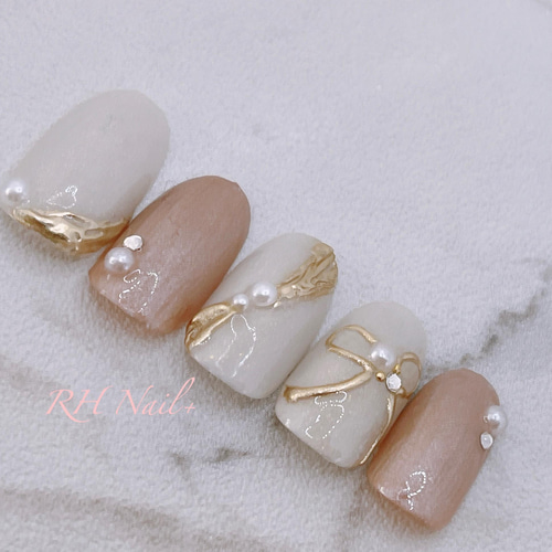 021*ブライダルにもオススメ♡ミラーリボンネイル春ネイル/夏ネイル