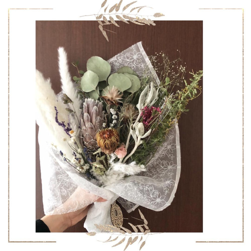 パンパスグラスとネイティブフラワーのスワッグ③ ドライフラワー  