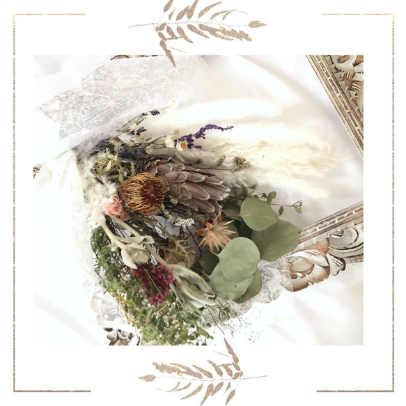 パンパスグラスとネイティブフラワーのスワッグ③ ドライフラワー  