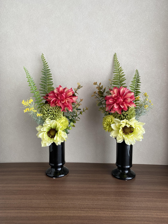 お供え花、仏花、造花、ダリア、アネモネアレンジ お供え花、仏花、造花、ダリア、アネモネアレンジ お供え花、仏花