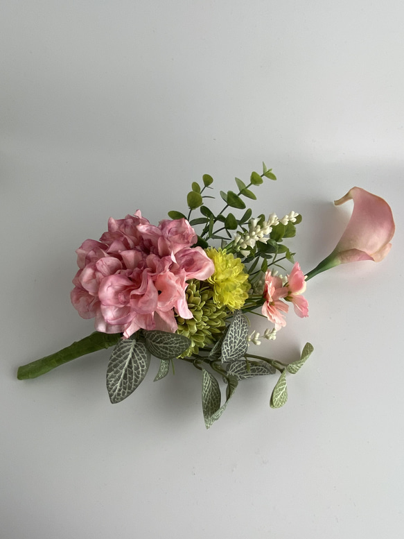 アーティフィシャル【仏花一対セット】ピンクのカラーとダリア 5枚目の画像