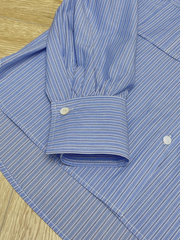 藍色條紋立領襯衫|襯衫|春款|Sora-888 第17張的照片