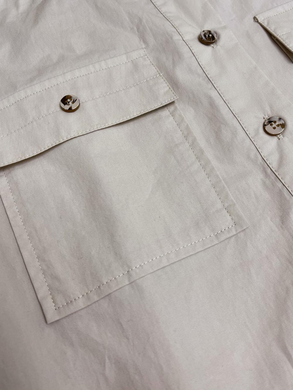 米灰色小方領工裝襯衫|襯衫|春款|棉|Sora-889 第15張的照片