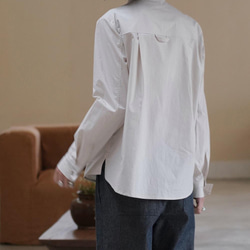米灰色小方領工裝襯衫|襯衫|春款|棉|Sora-889 第9張的照片