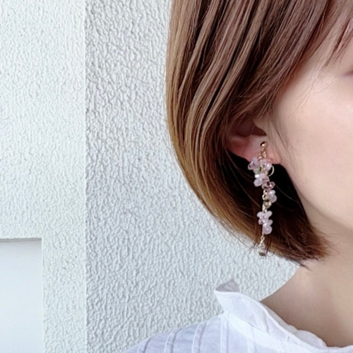 春風に舞う満開の桜『2way tiny bloom “桜-SAKURA-”』ピアス