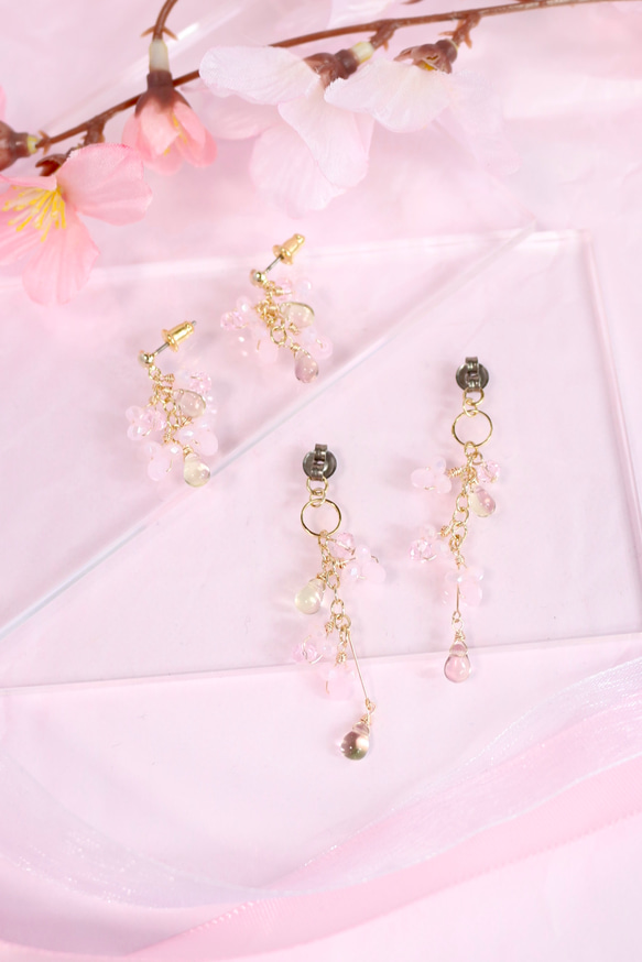 2way tiny bloom “桜-sakura-” ピアス/イヤリング 3枚目の画像