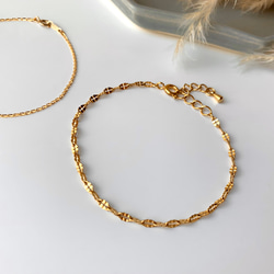 ☆おまとめページ☆ ブレスレット2点 つけっぱなしOK】2色展開☆ゴールド✶きらきらペタルチェーン