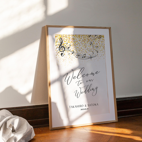 最短3日以内発送！ウェルカムボード ポスター.音符.音楽.ピアノ