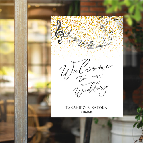 最短3日以内発送！ウェルカムボード ポスター.音符.音楽.ピアノ