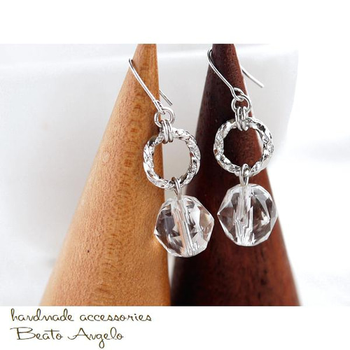 14kgfミントクリソプレーズフロストフラワーカービングピアス/イヤリング