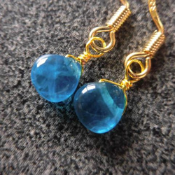 【銀925掛鉤】寶石級霓虹藍磷灰石1耳環F19 第3張的照片