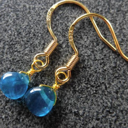 【銀925掛鉤】寶石級霓虹藍磷灰石1耳環F19 第1張的照片