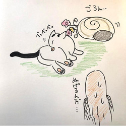 「ネコつむりににこ」SMサイズ額付きアート作品原画 猫 徳島洋子作品 ★ 星月猫 猫 カタツムリ 8枚目の画像