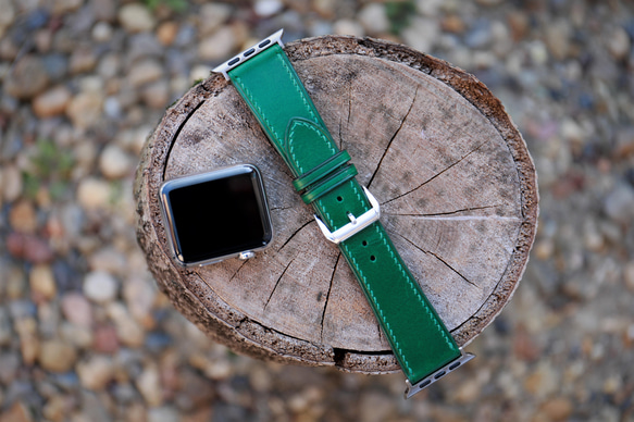 【新作】高級ブッテーロ革使用Apple Watch レザーベルト　レザーバンド　時計バンド D96 高級金具付け 6枚目の画像